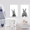 Black & White Cute Rabbit Nursery & Home Wall Art - Pretty Art Online