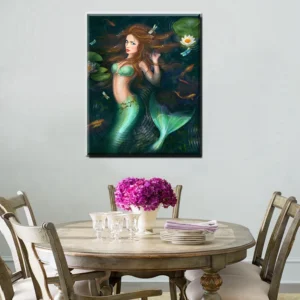 Mermaid Poster Canvas Wall Art Painting for Living Room