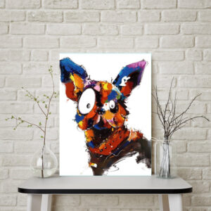 Multicolour 3D Handmade Oil Painting Cartoon Dog Abstract Artwork